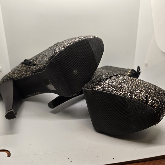 Paper Fox Black and Gold Glitter Heeled Boots - Picture 9 of 9